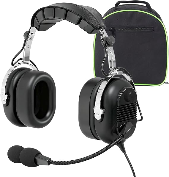 WODASEN Aviation Pilot Headset for Students Flight School Passive Noise Canceling Aircraft Headphones with Boom Mic