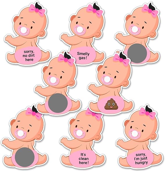 Baby Shower Games, Scratch Off Game, Silly Activity for Ice Breakers, Door Prizes, Baby Shower Activity and Idea, Fun and Easy to Play, 38 Cards