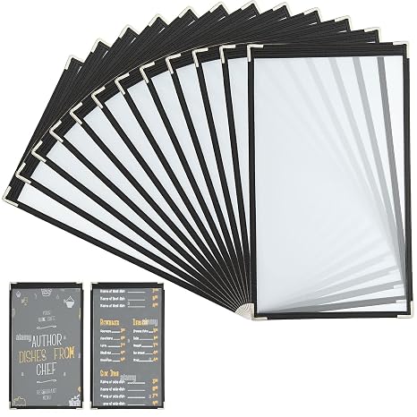 12PCS 8.5 x 14 Inch Menu Covers Single Page 2 View, Transparent Restaurant Menu Holder for Restaurant Bar Cafe (Black)
