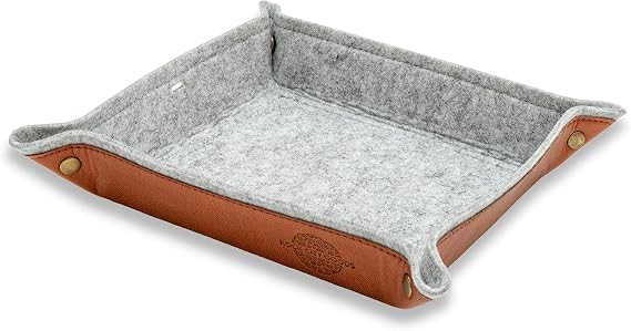 Leather Valet Tray for Men and Catchall Tray | Leather Tray w/Charger Slot | Mens Valet Tray | Catch All Tray w/Felt Interior | Leather Catchall Key Tray | EDC Tray for Men and Everyday Carry Tray
