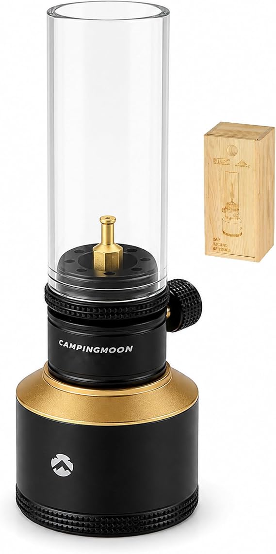 CAMPINGMOON Camping Gas Candle Lantern 15g Refillable Tank (Black)