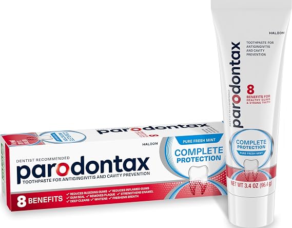 Parodontax Complete Protection Toothpaste for Bleeding Gums, Gingivitis Treatment and Cavity Prevention, Pure Fresh Mint - 3.4 Ounces