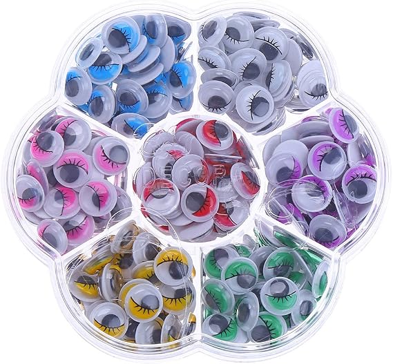 Decora 140pcs 12mm Mixed Colors Googly Wiggly Eyes with Eyelash with Self-Adhesive DIY Scrapbooking Crafts Toy Accessories