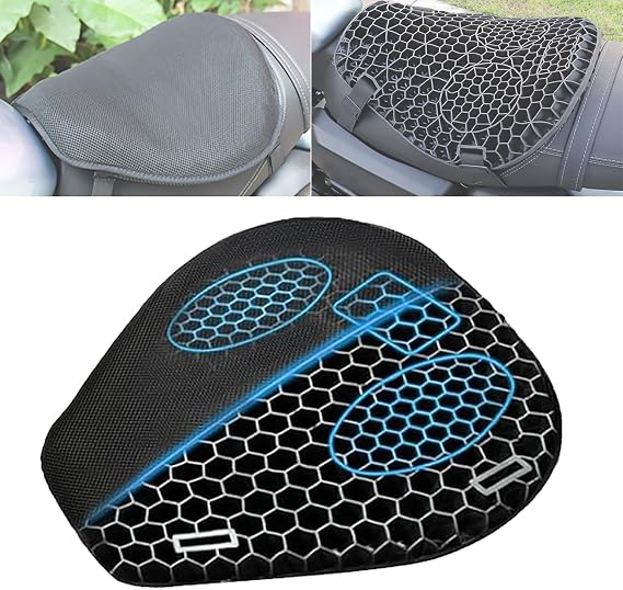 Motorcycle Gel Seat Cushion for Yamaha Xmax 250 300 Xmax 400 125 XMAX 250 XMAX 300 XMAX 125, 3D Honeycomb Design,Shock-Absorbing Pressure Relief Seat Pad,Breathable Non-Slip Cushion for Long Rides