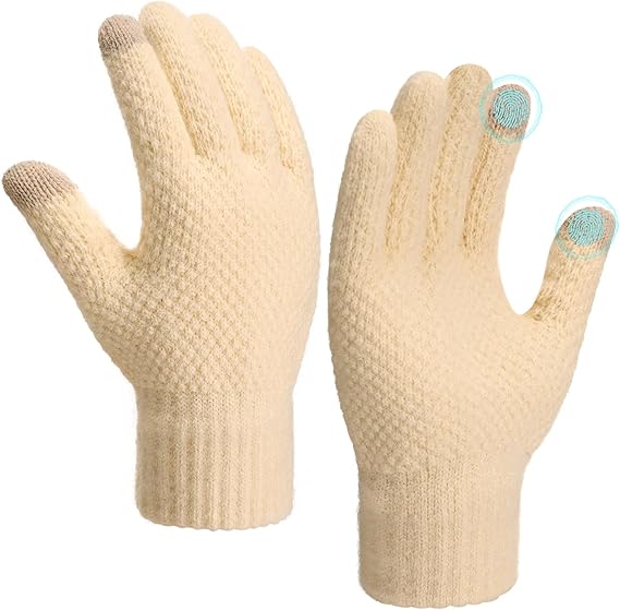 Winter Gloves - Women's Winter Touchscreen Gloves Women Men, Warm Knit gloves for cold weather with Elastic Cuff