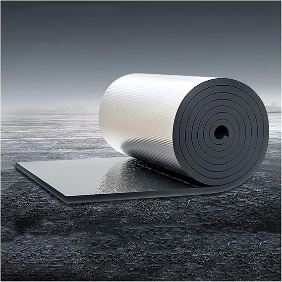 Reflective Insulation Roll Self-Adhesive Aluminum foil Roof Insulation,Foam Core Radiant Barrier,Thermal Insulation Soundproofing,for Floors,Walls,Lofts,Roofs,Waterproof,10mm(thk),1 * 1M(1m2)