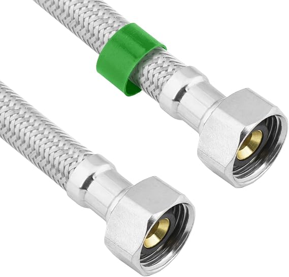 LARSEN SUPPLY CO., INC. 10-0409 1/2-Inch Female Iron Pipe by1/2-Inch Female Iron Pipe by 9-Inch Flex Stainless Steel Braided with Poly Inner Core Water Supply