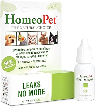 HomeoPet Leaks No More, Safe, Gentle, and Natural Supplement for Cat and Dog Urinary Incontinence Relief, 15 Milliliters