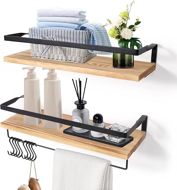 AGM Floating Shelves Wall Mounted Set of 2, Wood, 16.7" in Length