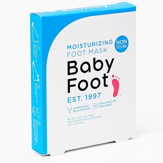 Baby Foot Hydrating Foot Mask for Dry Cracked Feet Moisturizing Foot Mask Non Peel Treatment Soft Smooth Feet Repair with Collagen & Hyaluronic Acid 15 Minute Spa Foot Care, Unscented