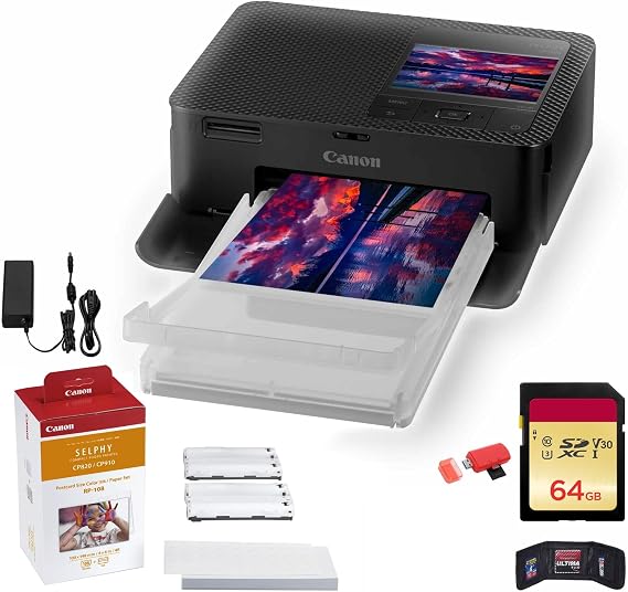 Canon SELPHY CP1500 Compact Photo Printer Accessory Wallet (Black) Bundle