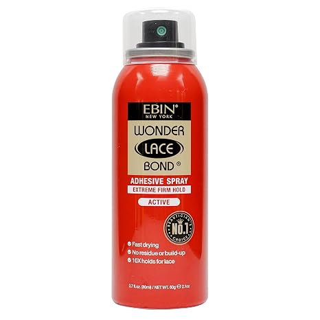 EBIN NEW YORK Wonder Lace Bond Adhesive Spray - Extreme Firm Hold 2.7oz/ 80ml| Active Use, Fast Drying, No Residue, No Build-up, All-day Powerful Hold, Easy Daily Wig Install | Lace Front Wig Glue Spray, Sweat Resistant, Fast Drying, No Residue, Melting & Holding Spray