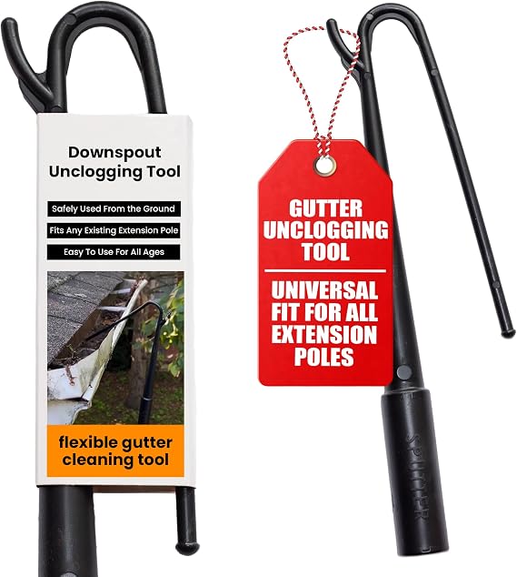 SPUTTER The Gutter Cleaning Tool Attachment Cleans, Unclogs Gutters and Downspouts from Ground Ladder Free Roof Leaf Remover Flexible Clog Remover for Home Gutter Services No Pole Included