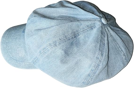 Men's Women's Oversized Denim 8 Panel Newsboy Gatsby Hat Paperboy Painter Beret Cap with Elastic Back