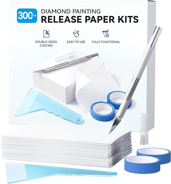 ARTDOT 300-Piece Double-Sided Non-Stick Release Paper for Diamond Art Kits for Adults, 10x7.5 cm Thickened Cover Replacement Sheets as Diamond Painting Accessories and Tools