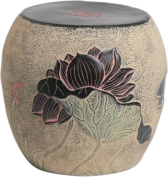 Ceramic Garden Stool - Hollow Perforated Drum Stool, Creative Round Stool Glazed Ceramic Accent Stool, for Living Room & Shoe-Changing Side Table, Perfect for Indoor & Outdoor Use