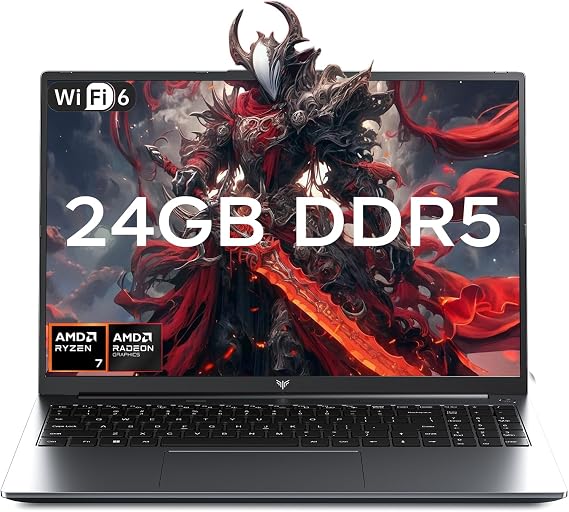 Gaming Laptop with AMD Ryzen 7 H255 (up to 4.9GHz),24GB DDR5 512GB NVMe SSD