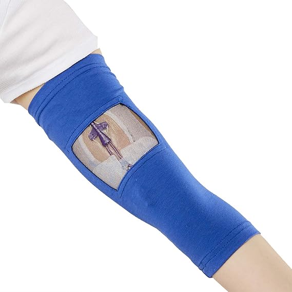 Care+Wear Long PICC Line Cover Ultra-Grip PICC Line Sleeve for Upper or Lower Arm with Mesh Viewing Window