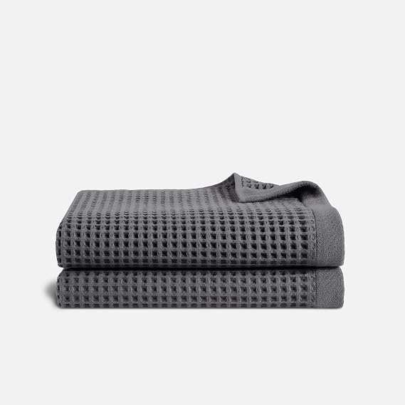 Brooklinen トルコ綿100%高級ワッフルバスシート - 2枚セット スレート