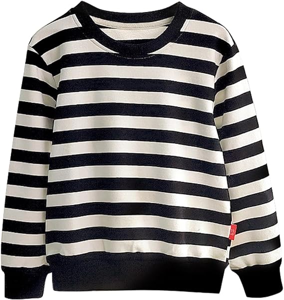 Toddler Kids Boys Girls Stripe Pullover Sweatshirt Long Sleeve Sports Tops