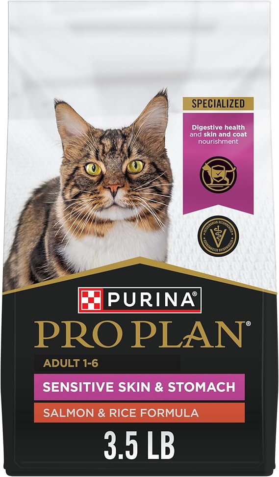 Purina Pro Plan Sensitive Skin and Stomach Adult Cat Food Salmon and Rice Formula - 3.5 lb.