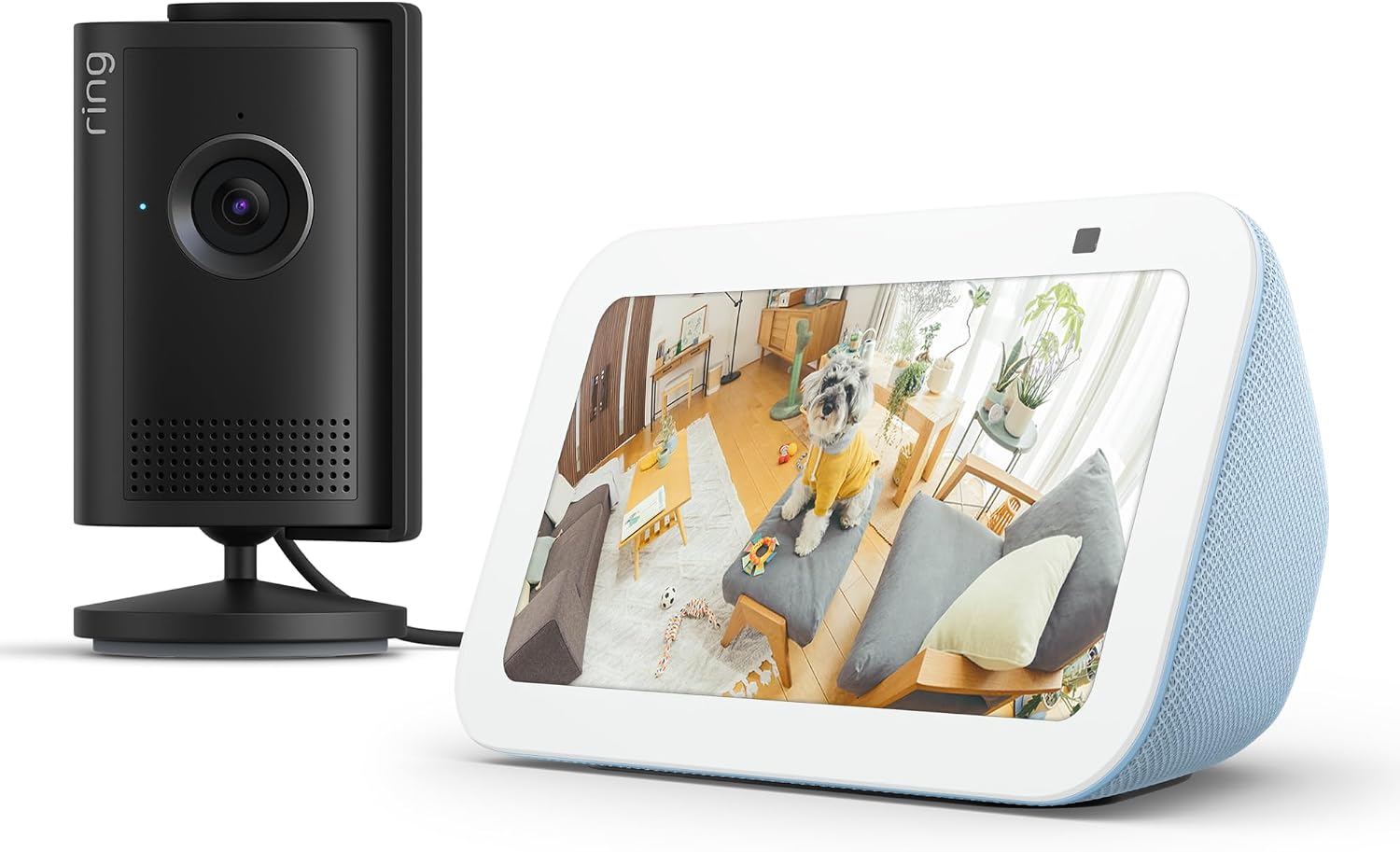 Set Purchase Echo Show 5 Cloud Blue + Ring Indoor Cam Plus - Black