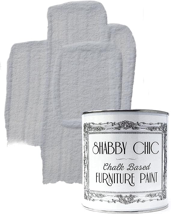 Shabby Chic Chalk Furniture Paint: Luxurious Chalk Finish Craft Paint for Home Decor, DIY, Wood Cabinets - All-in-One Paints with Rustic Matte Finish [Grey Embrace] - (8.5 oz Covers 32 sf)