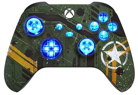 Silent Modz Custom Modded Controller 7 LED Colors Trigger Stopper w/Pro Grips compatible with Xbox Series S, Xbox Series X, Xbox One, and Windows (Army Mecha)