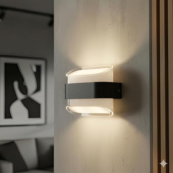 Dekoratif Aydınlatma 12W LED Aplik Cata Gozo Dış ve İç Mekan Duvar Apliği - 3200K Günışığı, IP44, Şeffaf Plexiglass Çerçeve, Modern Bahçe Aplik, Veranda, Teras ve Dış Cephe [Enerji Sınıfı F]