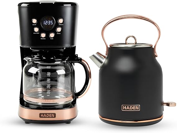 HADEN 12 Cup Programmable Coffee Maker & Heritage 1.7L Electric Tea Kettle