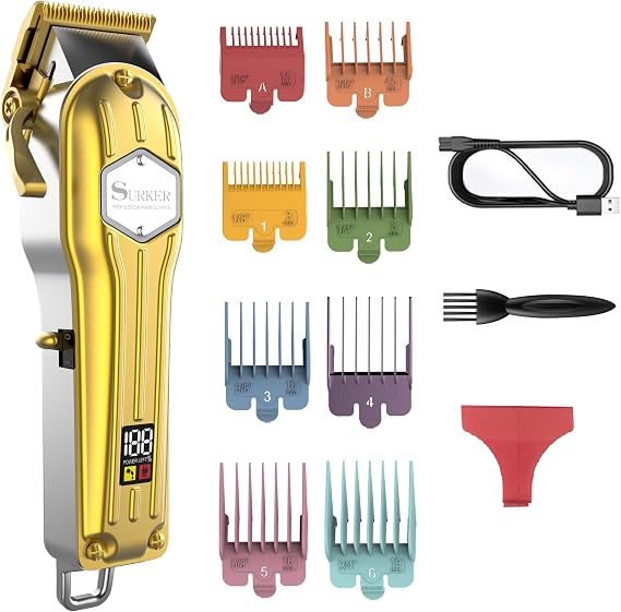 SURKER Hair Clippers for Men - Barber Hair Cut & Beard Trimmer Grooming Kit - Professional Rechargeable Cordless Quiet