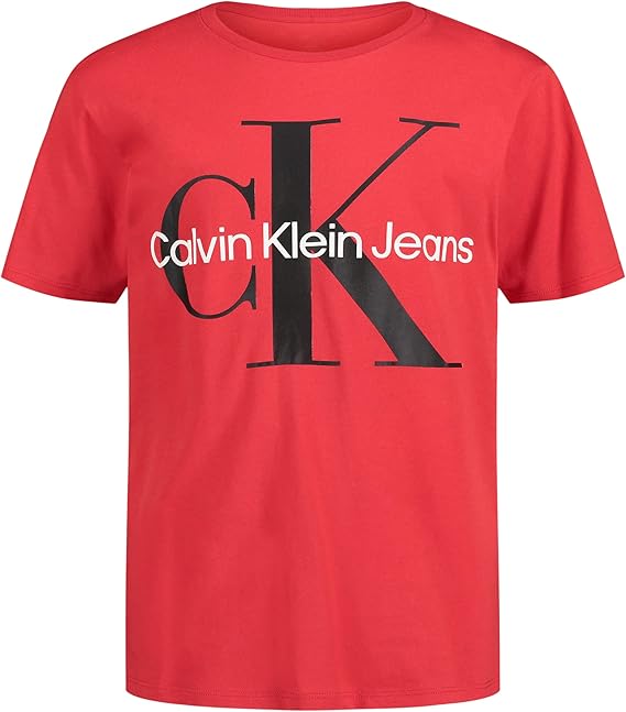 Calvin Klein Boys Short Sleeve Logo Crew Neck T-Shirt, Soft, Comfortable, Relaxed Fit