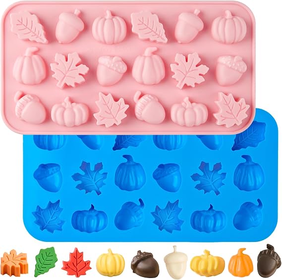 JOERSH Mini Fall Silicone Chocolate Molds, 2Pcs, 36-Cavity