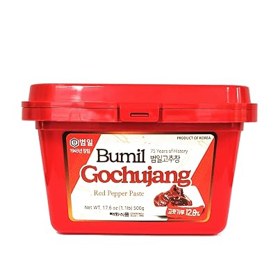 Taehwa Food Bumil Gochujang, Hot Red Pepper Paste Sauce, 1.1 Lb 17.6 Oz, Fermented Korean Spicy Chili Paste for Meat Bulgogi Bibimbap Stew Soup Dips & Marinades, Spicy Seasoning, Traditional 500g