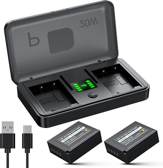 NP-W126 NP-W126S Battery 2-Pack 1600mAh and 2-Channel PD 20W USB Fast Charger for Fujifilm NP W126S, X100VI, X100V, XM5, XE5, XS10, XT30, XT30 II, XT20, X Half XE4, A5 Camera, with Magnetic Snap Cover