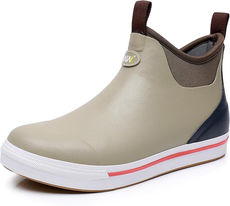 WTW Unisex Rain Boots for Men and Women Waterproof Rubber Fishing Deck Boots Neoprene Boots Slip on Ankle Garden Shoes