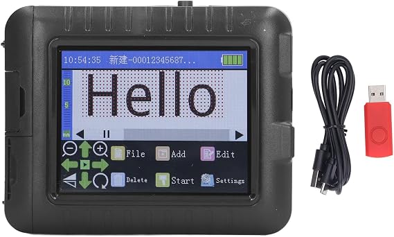 JEOZBM Handheld Inkjet Printer, 3.5in Handheld Printer LED Touch Screen 4 Core CPU Rechargeable Code Printer for Printing