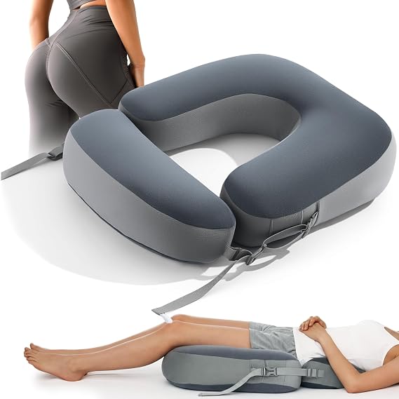 HOMBYS Adjustable BBL Pillow After Surgery with Lumbar Support, Brazilian Butt Lift Pillow Pad, Multi-Purpose Post Recovery Seat Cushion for Sitting, Sleeping, Driving, Washable Cover for Women, Grey