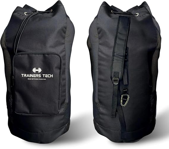 Heavy Duty XL Soccer Mesh Equipment Ball Bag w/Adjustable Shoulder Padded Straps, Clipboard Sized Pocket, Drawstring Closure & Drain Hole for Sporting Accessories, Best for All Outdoor & Water Gears