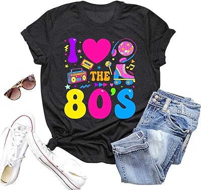 80s Shirt for Women I Love The 80s T-Shirt Vintage 80s Music Outfits Party 1980s Tee Short Sleeve Blouse Tops