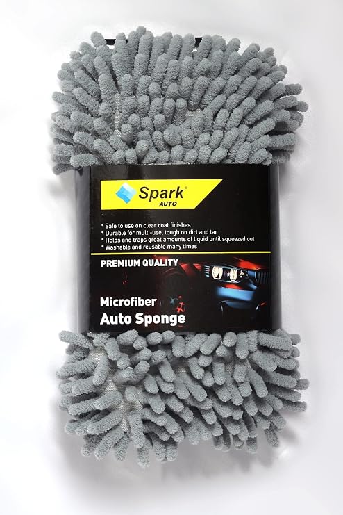Spark 7040 Mikrofiber Şönil Oto Temizlik & Yıkama ve Kurulama Süngeri 8x23 cm. GRİ