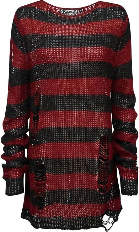 Killstar Total Horror Gothic Punk Striped Oversized Knit
