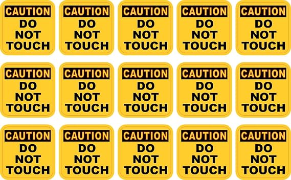 StickerTalk Caution Do Not Touch Vinyl Stickers | 1 sheet of 15 stickers, 1 inch x 1 inch each
