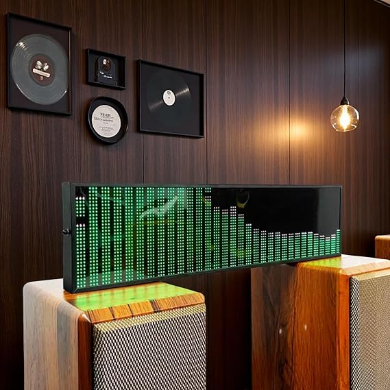 Music Rhythm Spectrum Display, Professional Dynamic LED Spectrum Analyzer - Featuring 36 Display Styles, 16 Colors, 4 Frequency Ranges, and 3.5mm Audio Input