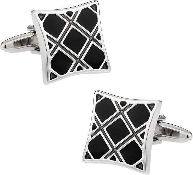 Black Plaid Cufflinks by Cuff-Daddy