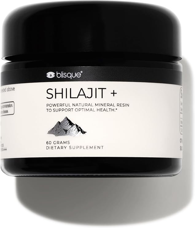 Blisque Pure Himalayan Organic Shilajit Resin Supplement | Authentic and Natural | Golden Grade A | Contains Fulvic Acid and Trace Minerals | 60 Grams