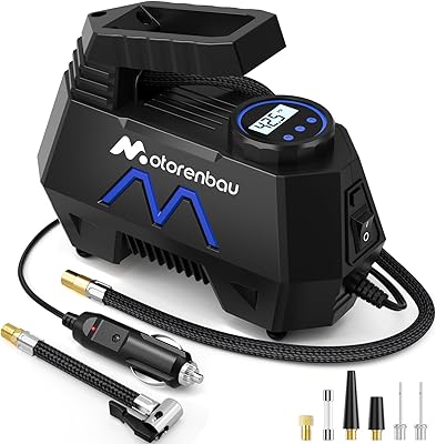 Tire Inflator Portable Air Compressor, Air Pump for Car Tires-9.84 Ft Cord,12V DC-Powered Auto Pump with Digital Pressure Gauge,Emergency LED Light, Car Accessories for Motorcycle Bicycle Ball Balloon