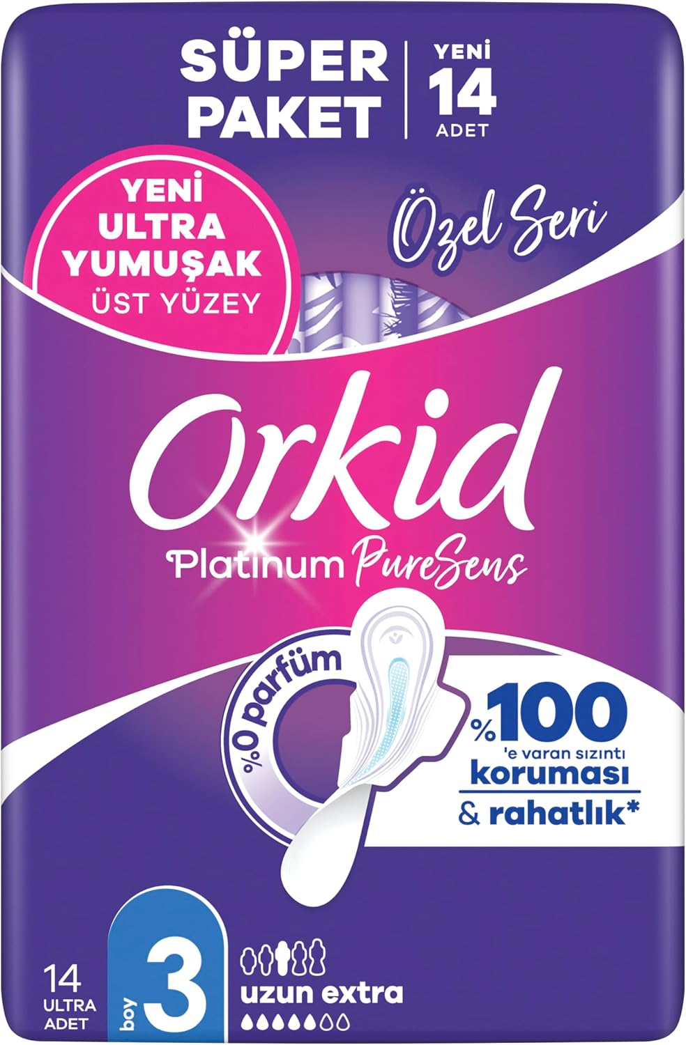 Orkid Platinum Hijyenik Ped Uzun Extra Boy 3 14 Adet Ped