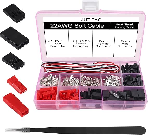 40 Sets JST Servo Connector Kit Servo Plug Male Female Connector Crimp Pin Cable Kit Compatible JST SYP Futaba for Hitec Spektrum RC