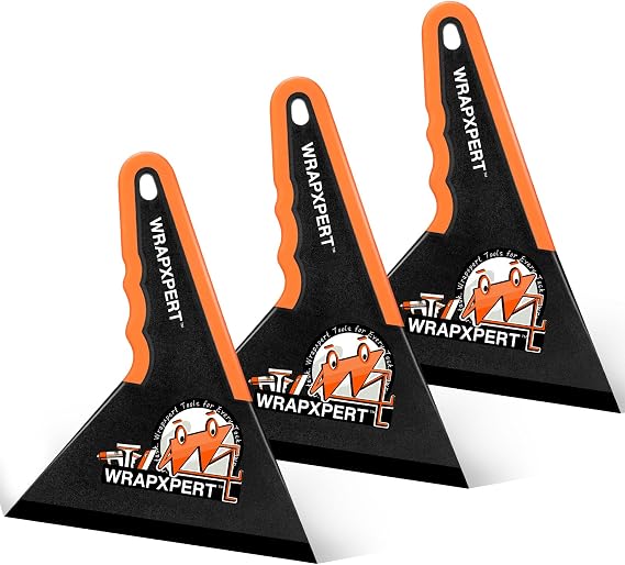 WRAPXPERT Window Tint Squeegee Triangle Contour Squeegee Corner Card Car Window Tint Tools Vinyl Wrap Tool Kit Scraper for Window Film Glass Tinting Application, 3 Pack, Black